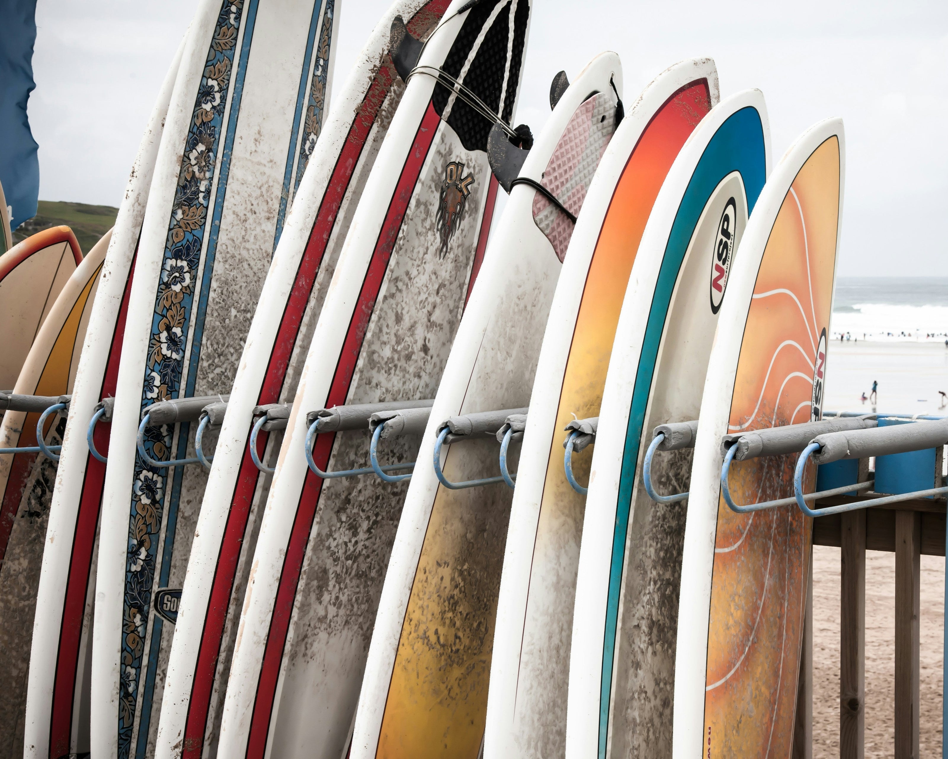 surf boards lined up