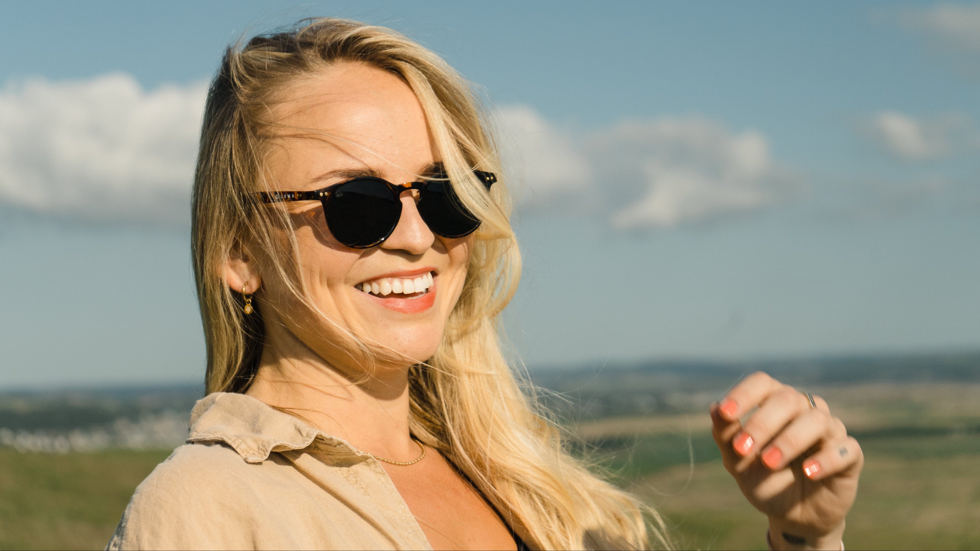 women smiling wearing Fowey sunglasses