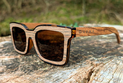 Luma Polzeath sunglasses in wood on tree stump