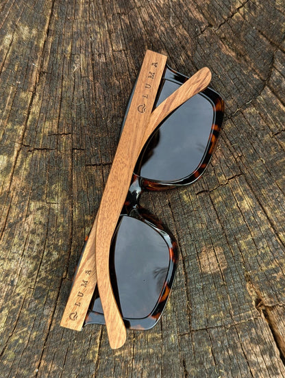 folded view of Luma Polzeath sunglasses in wood 