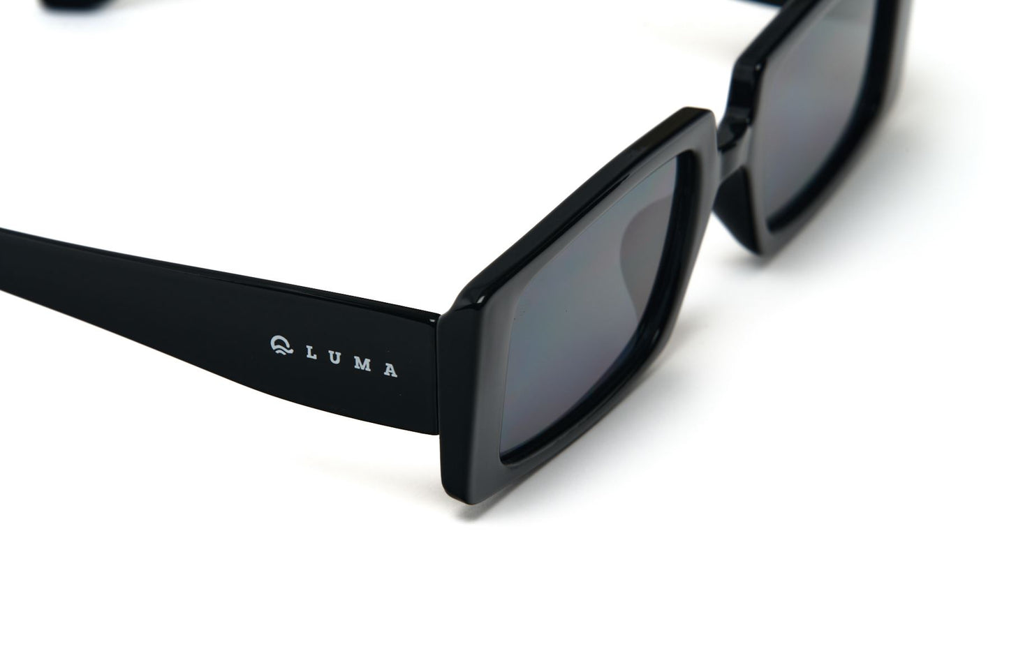 Luma Watergate sunglasses in black close up product view