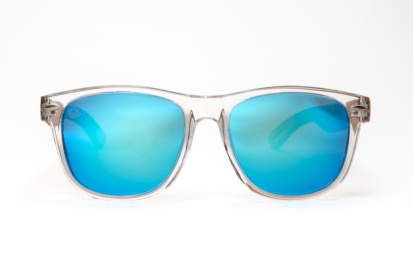 Luma sustainable sunglasses recycled sea plastic Beachcomber clear front facing view