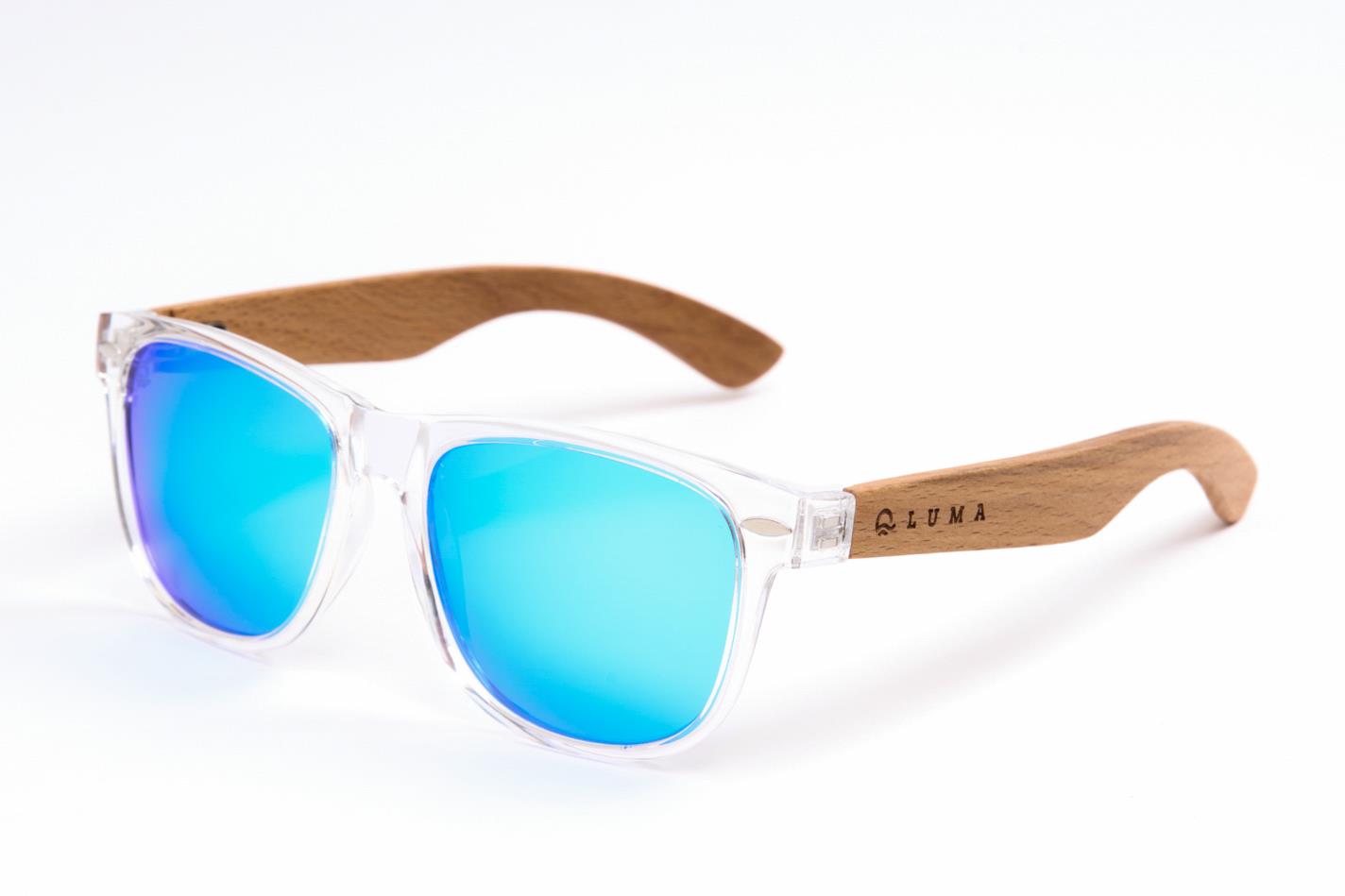 Luma sustainable sunglasses recycled sea plastic Beachcomber clear full frame view