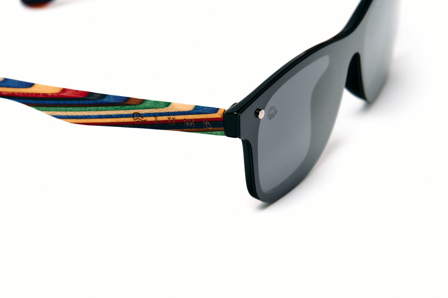 Luma sustainable sunglasses Croyde Black close up